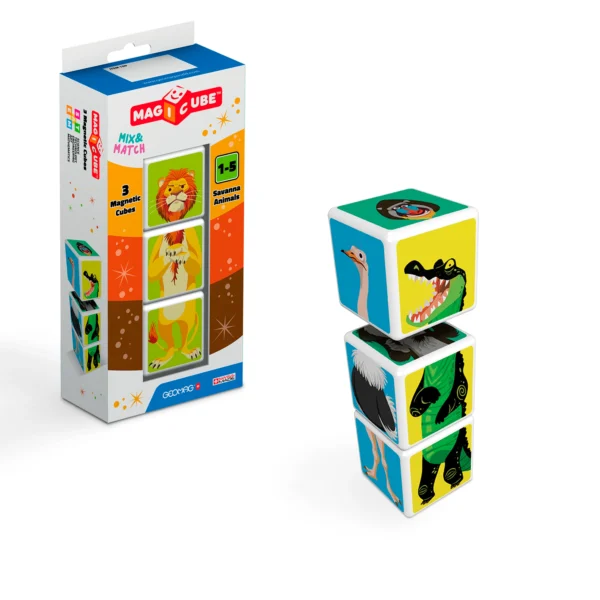 Magicube People Animaux – 3 Cubes Magnétiques, Personnages Animaux, Compatible, Dès 3 Ans, Fabriqué En Suisse